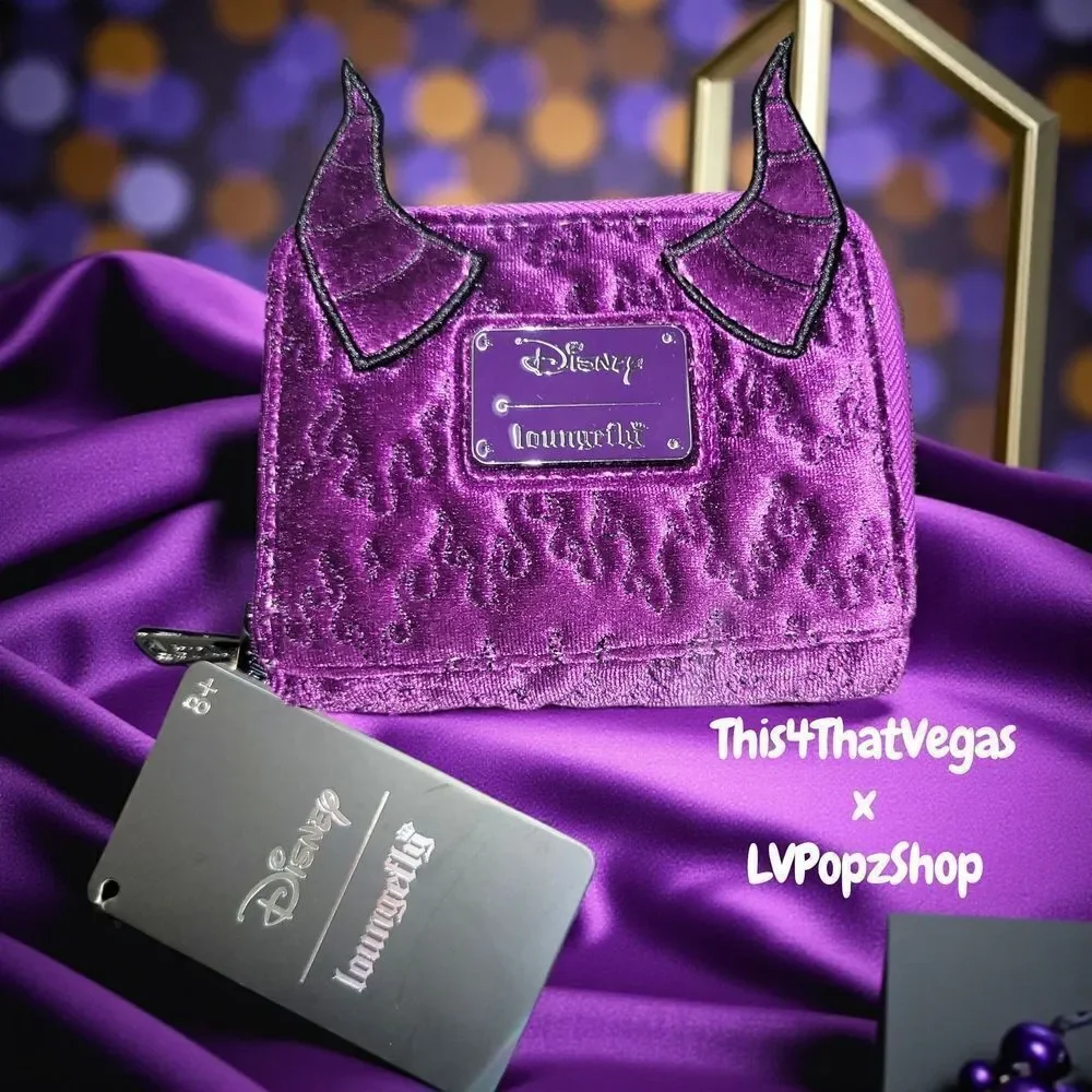 Loungefly X DISNEY Maleficent Purple Velvet Backpack and Wallet Set